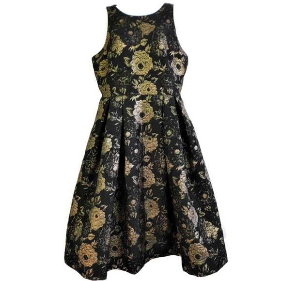Ann Taylor Dresses & Skirts - Ann Taylor Dress Sleeveless Brocade Black Gold 10